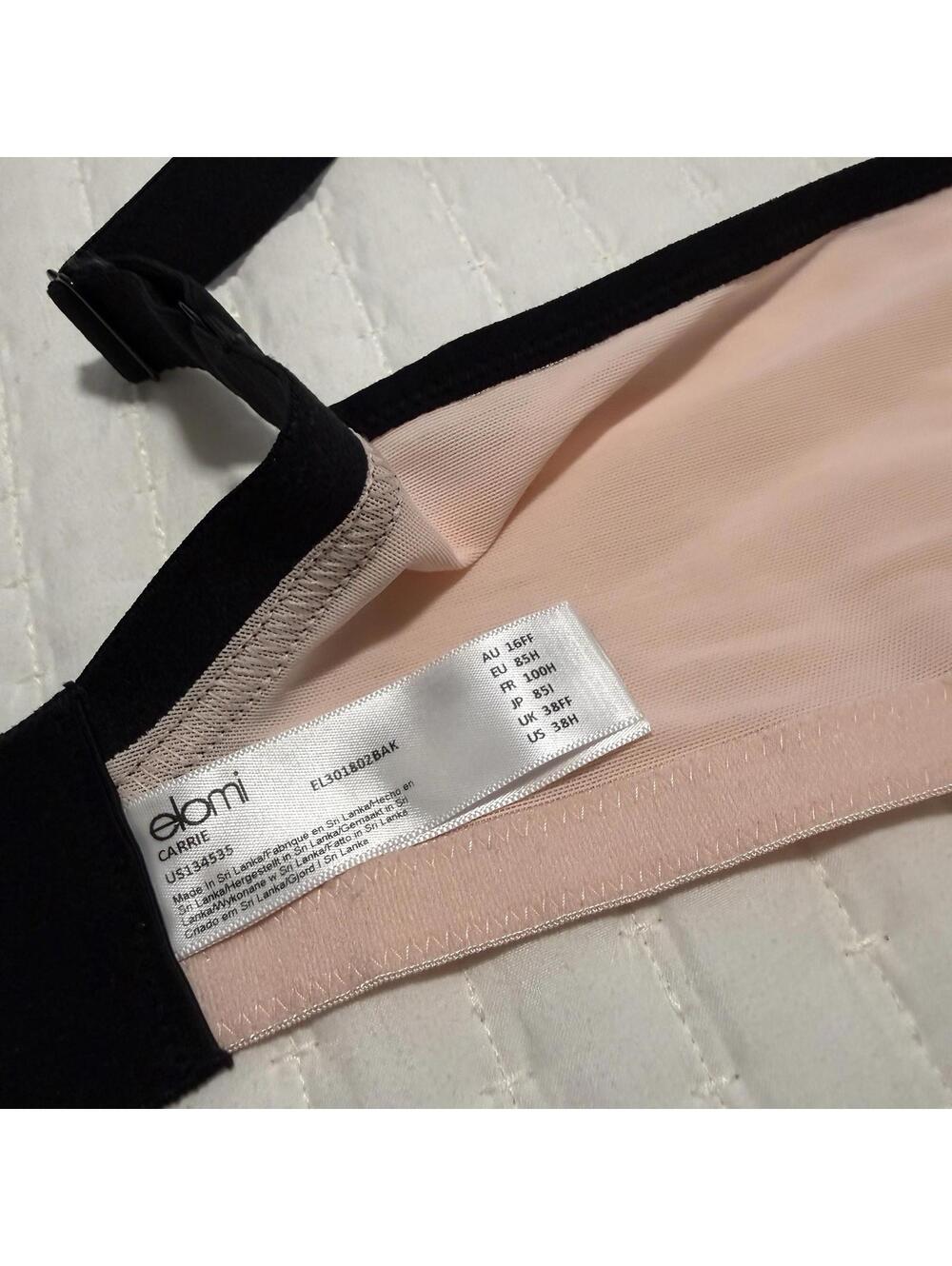 Elomi 38H Carrie Full-Figure Underwire Plunge Bra Lace & Mesh Pink Black NWT - Picture 7 of 13